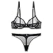 Women See-Through Lace Push Up Transparent Sheer Bras for Women (N279+N082, 36B, Black add Thong)