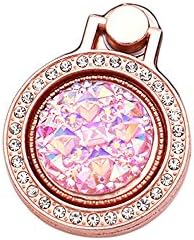Universal Bling Gemstone Crystal Phone Ring Stand Holder 360 Degree Finger Ring Creols-0005 (Rose Gold)