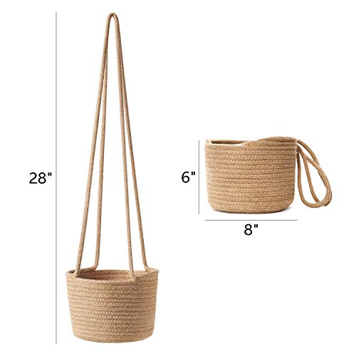 Mkono Jute Rope Hanging Planter Woven Plant Basket Indoor Up to 7" Pot