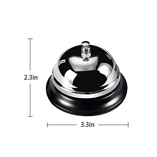 Call Bell, Service Bell Desk Bell for Restaurants, Hospital, School, Pet Training Chrome Finish All-Metal Construction 3.3 Inch Diameter (2 Pack) - Thumbnail 3