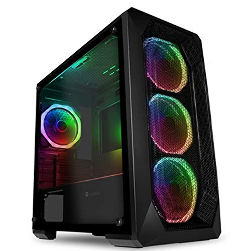 GameMax Kamikaze Pro ARGB PC Gaming Case, MATX, 4 x 120mm Dual-Ring Halo ARGB Fans Included, ARGB Hub, Integrated Fan Controller, Full Tempered Glass Side Panel Included, Water-Cooling Ready | Black
