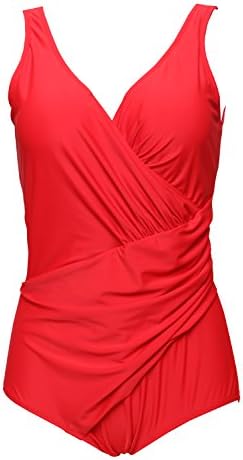 RELTANGL 50s Vintage Ruched Mansfield Halter One Piece Swimsuit(FBA)