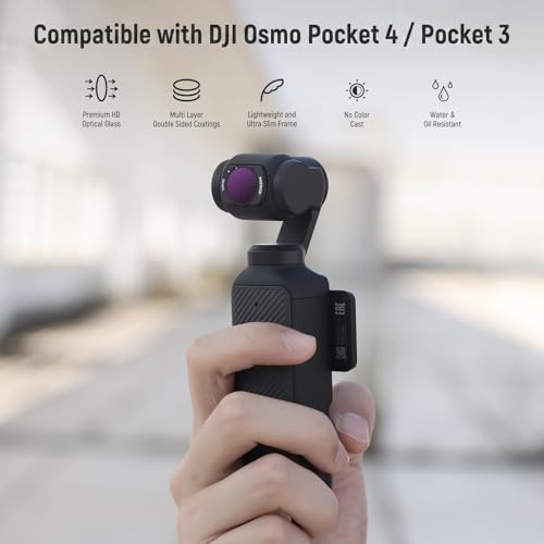 NEEWER Magnetic ND/CPL Filter Set Compatible with DJI OSMO Pocket 4 & Pocket 3 Creator Combo Accessories, Action Camera 6 Pack UV CPL Neutral Density ND16/PL ND32/PL ND64/PL ND256/PL Filters