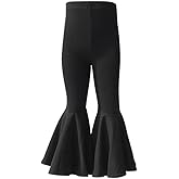 IWEMEK Toddler Baby Girls Ruffle Leggings Bell Bottom Flare Pants Cotton Long High Waist Solid Stretch Yoga Trousers Outfits