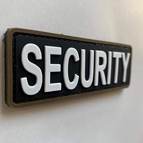 uuKen Small Security Tab Black and White Tactical PVC Morale Patch 4x1.4 inches with Hook Fastener Back for Jacket or Enforcement Plate Carrier or Tactical Vest and Uniforms