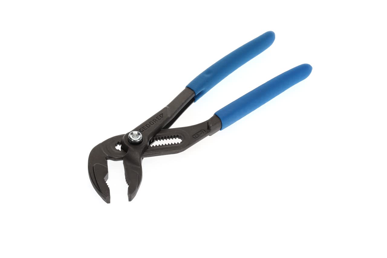 GEDORE Water pump pliers, Clamping width to 37 mm, Pushbutton width setting, Finger protection, Flat, Chrome-plated, 142 7 TL