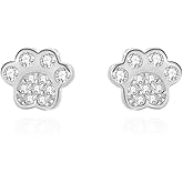 Tiny Paw Earrings Lovely for Women S925 Sterling Silver Cubic Zirconia Mini Stud Tragus Post Pin Cute Paw Cat Puppy Dog Print Earring Hypoallergenic Jewelry Gift for Pet Lover Daughter Bff Birthday