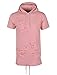 Screenshotbrand Mens Hip Hop Longline Premium Tee - Pullover Hooded Fashion T-Shirt High-Low Distress Ripped - Pink - 2XLarge