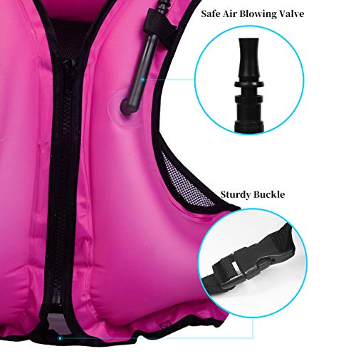 OMOUBOI Snorkel Vest Life Jacket Inflatable Kayak Life Vest for Adults and Youth 88-220 lbs Swimming Boating (Red)
