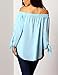 Women's Long Sleeve Off The Shoulder Knotted Blouse (L, Blue)