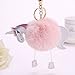 Cute Fluffy Unicorn Keychain, Pom Pom Style Plush Ball Pendant Keyfob Key Ring