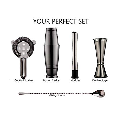 Peng sounded Cocktail-Barkeeper-Set, schwarz beschichtet, Boston Cocktail-Shaker, Bar-Set: Shaker, Cocktailsieb, Doppel… – Bild 8