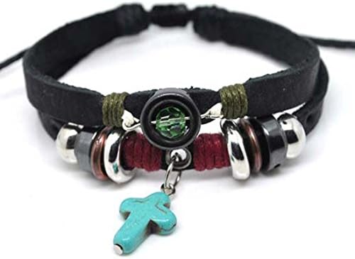 4030072 Leather Cross Bracelet Christian Religious Scripture Inspirational