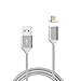 ZRSE 4th Generation Magnetic Charging Cable & 6.6 Feet Data Transfer Braided Micro USB for Android Smart Phone, Sony Xperia Z5 etc(2 Pack Silver)