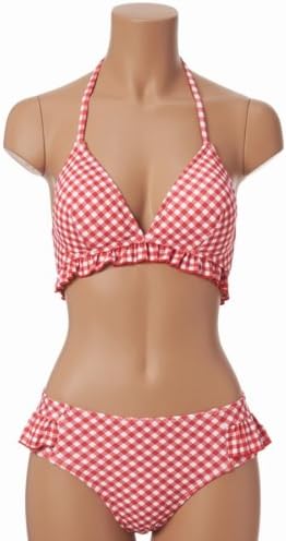 Amazon ダズリン 水着 Dazzlin 水着 ギンガムチェック柄ホルタービキニ レッド 9 M 水着 オーバーウェア 通販