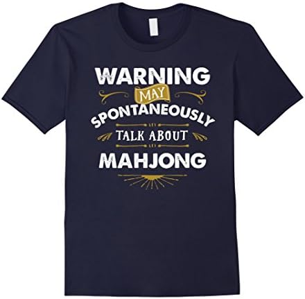 Mens Mahjong T Shirt Warning Spontaneously Talk Mahjong Large Navy