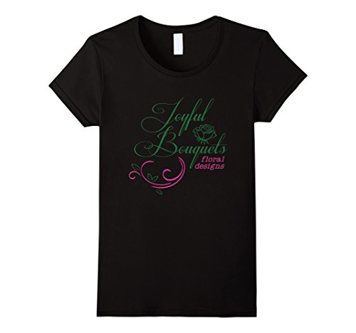 Womens Joyful Bouquets logo T-Shirt XL Black