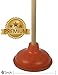 Heavy Duty(THD) Rubber Toilet Plunger with Long Wooden Handle Force Fix Clogged Toilets and Drains