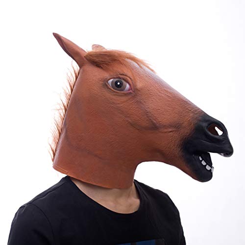 molezu Horse Mask, Creepy Horse Mask, Rubber Latex Animal Mask, Novelty Halloween Costumes, Brown Horse