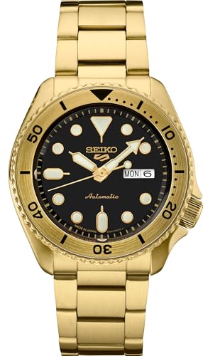 SEIKO Automatic Watch for Men - 5 Sports Collection - Men's Sport Watch with Stainless Steel Gold Finish - Water-Resistant 100M