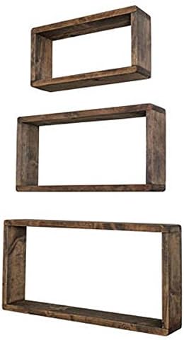 Drakestone Designs Floating Box Shelves (Set of 3) | Solid Wood | Wall Mount | Modern Farmhouse Decor | Various Sizes