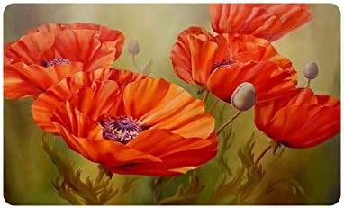 Beautiful Red Poppy Flower Art Custom Doormat Entrance Mat Floor Mat Rug Indoor/Outdoor/Front Door/Bathroom Mats Rubber Non Slip Size 30 x 18 inches