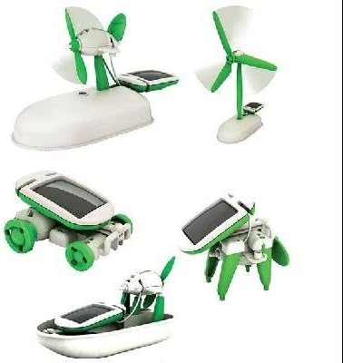 DIY 6 in 1 Solar Educational Kit Toy Boat Fan Car Robot Power Moving Dog
