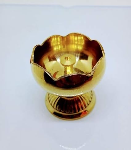 Shri Anand Diya Puja Lamp Hindu Pooja Article Diyas,Deepak Oil Lamp Pure Brass(Height 4 cm,Diameter 4.5 cm)