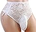 SISSY pouch panties men's silky lace bikini briefs underwear sexy for men (M, white)