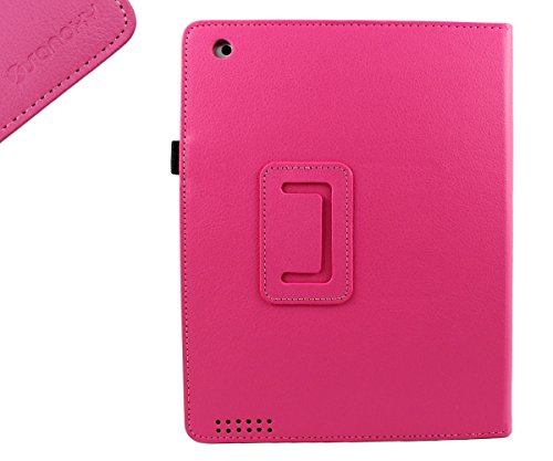 SANOXY Slim Smart Wake & Sleep Folder PU Leather Stand Case for iPad 2/3/4 (Folio HOT Pink)