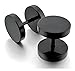 Zysta Pair Black Barbell Screw Stainless Steel Piercing Earring Studs Plug Tunnel Women Men 8mm