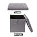 REDCAMP Small Ottoman with Storage, 15x15x15 inch Thicker Folding Ottoman Cube Foot Rest, Great for Bedroom Dorm Living Room, Easy to Assemble, Grey Linen