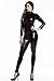 Amour- Catsuit Women Bodysuit Zip up Clubwear Stripper (Regular Size, black)