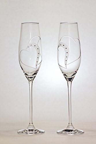 Champagne flutes Evelin , 2 pc., handmade cut with Swarovski elements