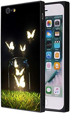 Glowing Butterfly iPhone 6s Plus 6 Plus Case, Soft Flexible TPU Back Cover Rectangle Case Compatible with iPhone 6s Plus 6 Plus (Black)