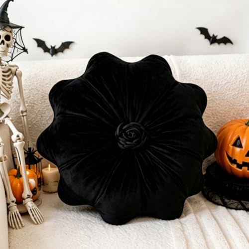 GKWW Flower Pillow Cushion Round Decorative Throw Pillow 15.7 Velvet Flower Shaped Pillow for Sofa Couch Vanity Chair Bed (Black) at Amazon