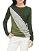Allegra K Women's Casual Basic T-Shirt Color Block Crew Neck Long Sleeves Tops Green L