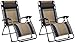 Amazon Basics Outdoor Padded Adjustable Zero Gravity Folding Reclining Lounge Chair with Pillow - Pack of 2, Cotton, Black
