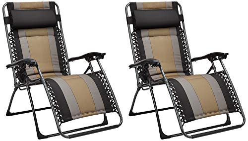 AmazonBasics Padded Zero Gravity Chair- Black, 2 Pack