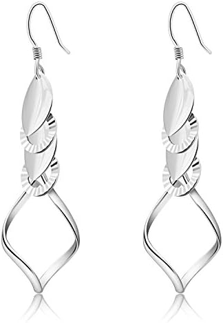 Classic Fashion Linear Loops Design 925 Sterling Silver Twist Drop Dangle Earrings For Women