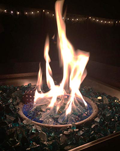 FutureWay Fire Glass Beads 20 Pound - 1/4 Inch Fire Pit Glass for Indoor and Outdoor Natural or Propane Fire Pits Fireplaces, Caribbean Blue High Luster