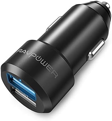 RAVPower Car Charger 24W 4.8A Metal Dual USB Car Charger Adapter, Compatible with iPhone 11/Pro/Max XS Max XR X 8 7 Plus, iPad Pro Air Mini, Galaxy S9 S8 S7 S6 Edge Note and More (Black)