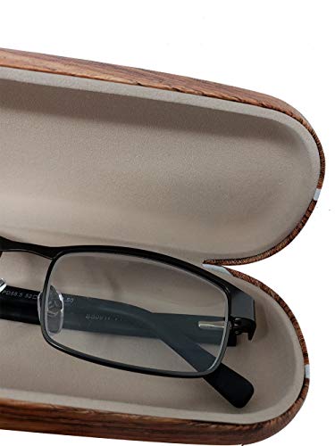 Wooden Design Eyeglasses | Sunglasses Hard Shell Case | Elegant Durable, Decorative & Protective Storage Set, Including Cleaning Cloth & Strap Cord, String Holder (2 Pack) Reading Glasses Kit