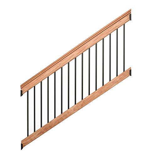 DeckoRail Redwood 6 ft. Rail Stair Kit with Black Aluminum Balusters