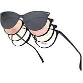 Bauhaus Magnetic Clip on Sunglasses for Men & Women Polarized UV Protection Retro Square Eyeglasses Fit Over Night Driving