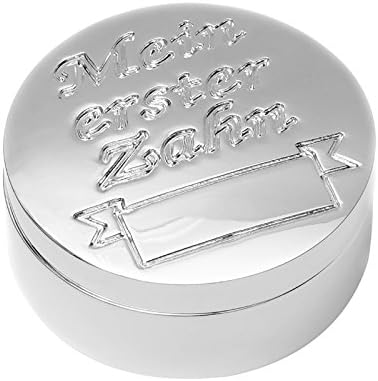 CAJA DE DIENTES PARA DIENTES DE LECHE DE LATA DE PRIMER DIENTE DE PLATA CHAPADO EN