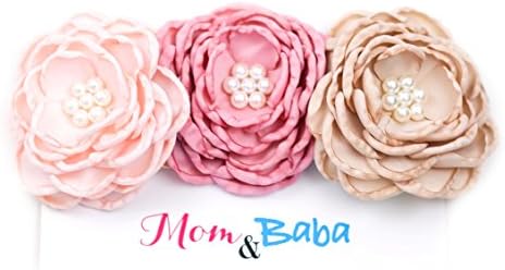 Flower baby headband with pearls for girls by Mom and Baba