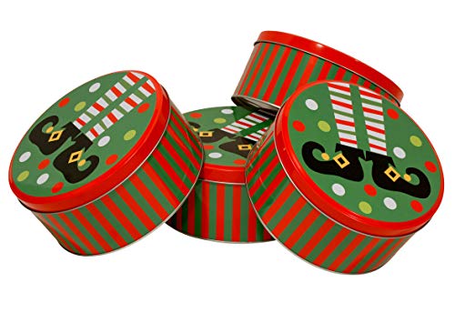 image for Wrap N Roll Christmas Nesting Gift Tins with Lids Set of 12 Round Empt