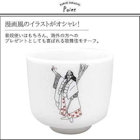 Amazon Co Jp おちょこ お猪口 かわいい 日本酒 盃 杯 5勺 酒器 歌舞伎 5勺盃 日本のお土産 ホームステイ 娘方 ホーム キッチン