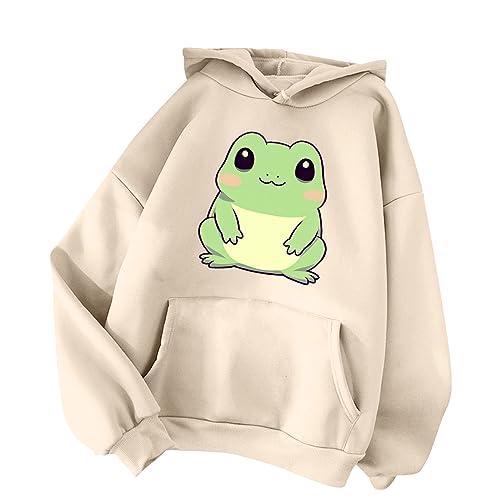 Aniywn Women's Girl's Cute Frog Hoodie Pullover Loose Fit Cosplay